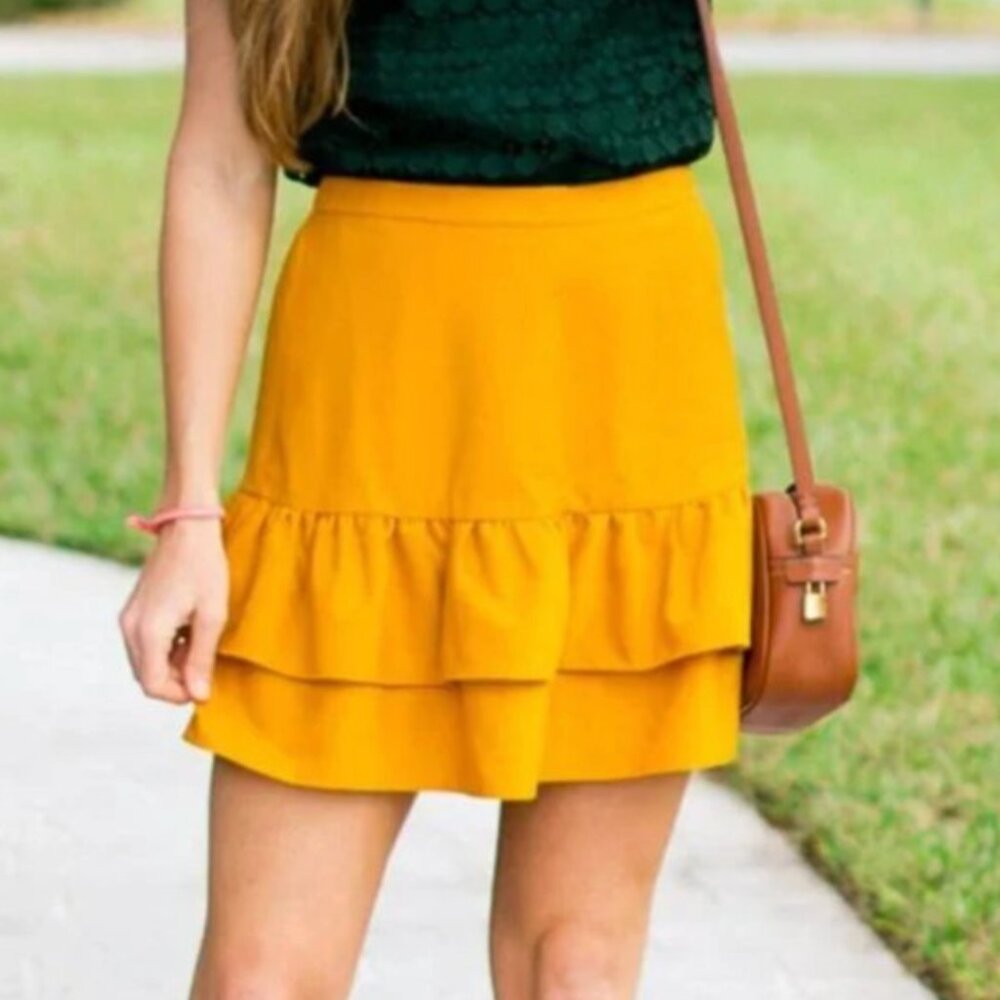 J. Crew Wool Flannel Ruffle Skirt